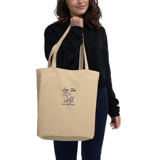 Low Tide Will Rise Again-Inspirational Embroidered Canvas Tote